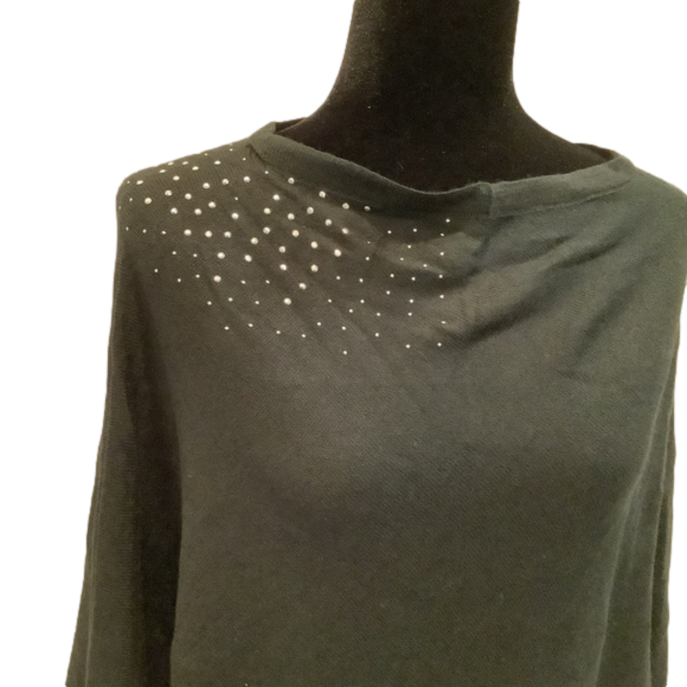 Black OSFM Cape with Rhinestone Embellishment